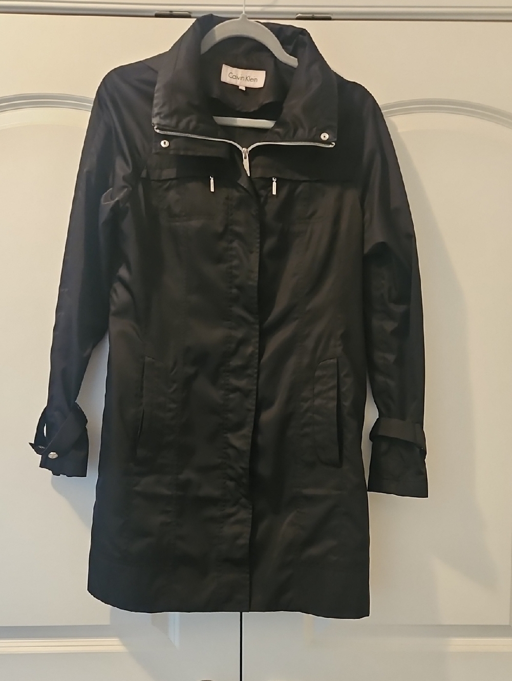Calvin Klein Black Hooded Raincoat Size Small